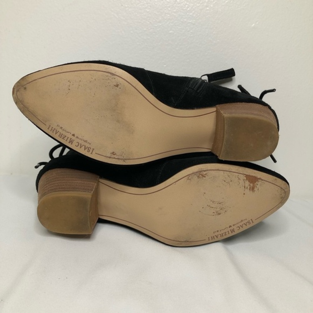 Isaac Mizrahi Charles Black Suede Back Lace Ankle Booties Block Heel Womens 6M - Picture 8 of 10